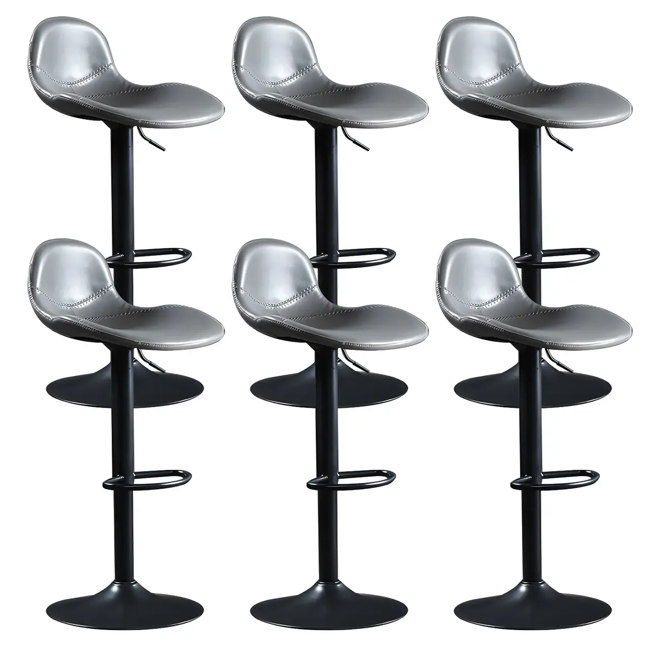 Modern Leather Adjustable Bar Stools with Footrest for Home Bar Image - 27