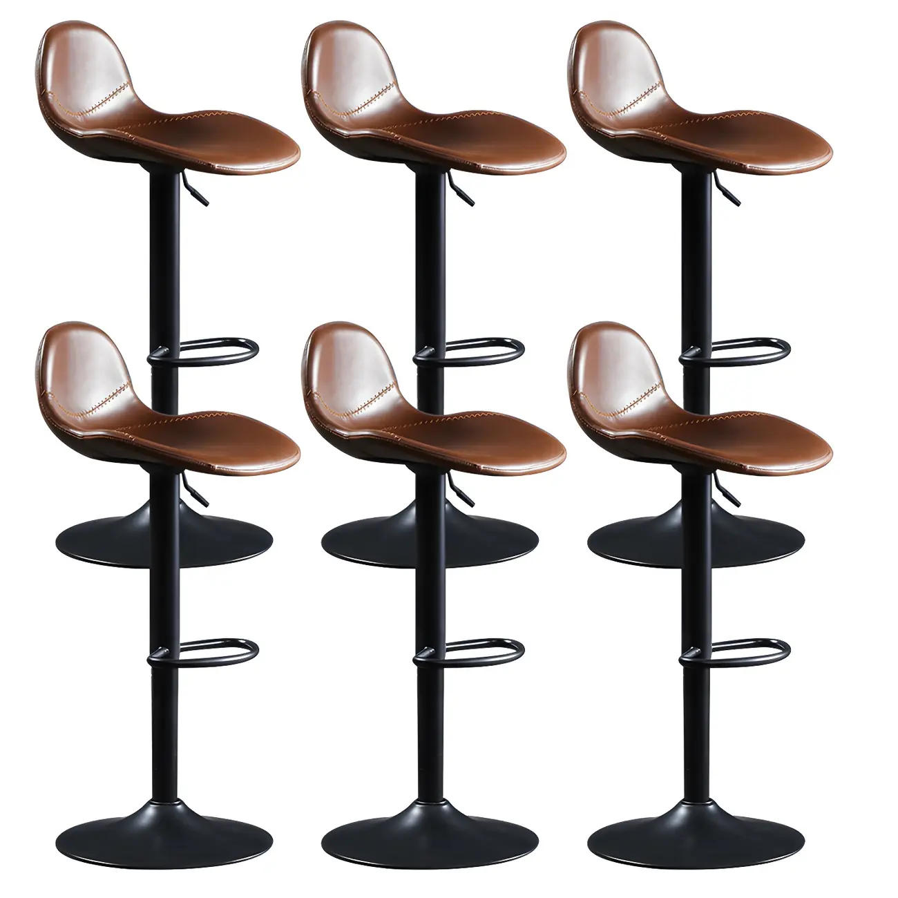 Modern Leather Adjustable Bar Stools with Footrest for Home Bar Image - 28 | homeyfad