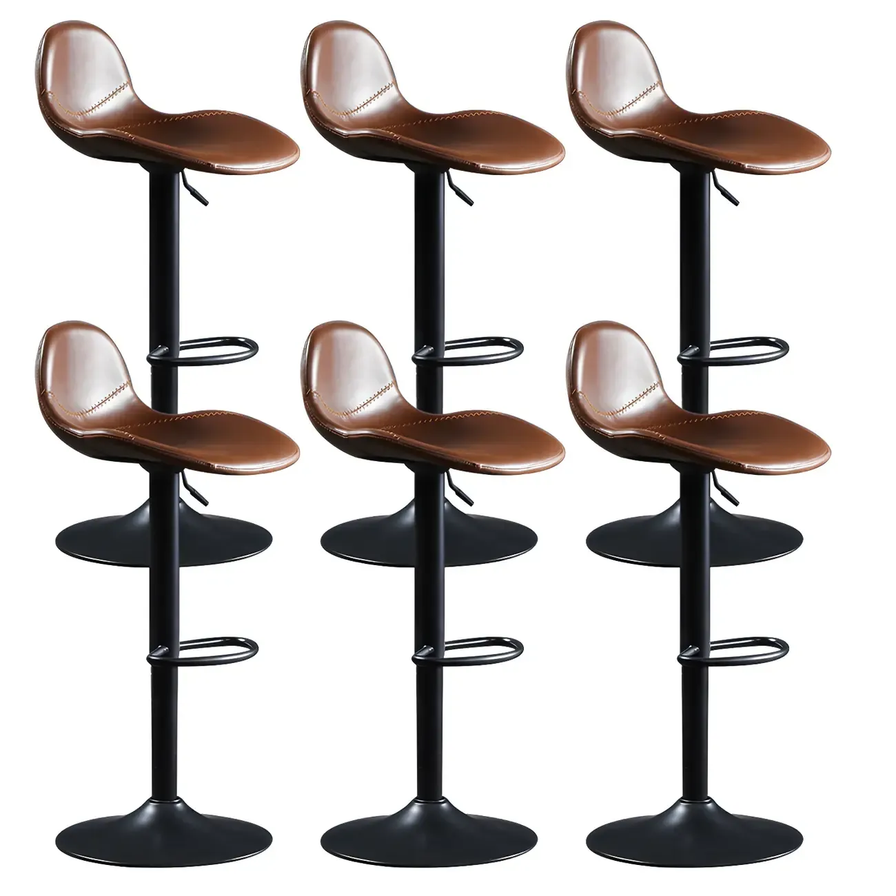 Modern Leather Adjustable Bar Stools with Footrest for Home Bar Image - 28