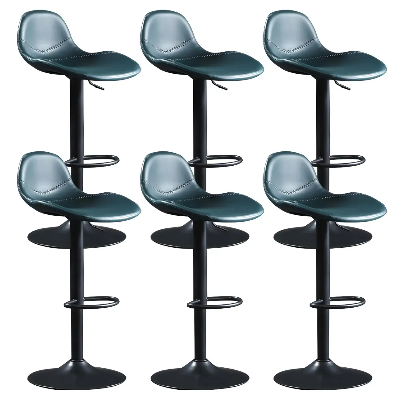 Modern Leather Adjustable Bar Stools with Footrest for Home Bar Image - 29
