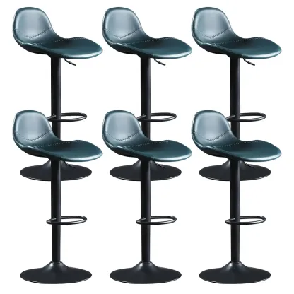 Modern Leather Adjustable Bar Stools with Footrest for Home Bar Image - 29