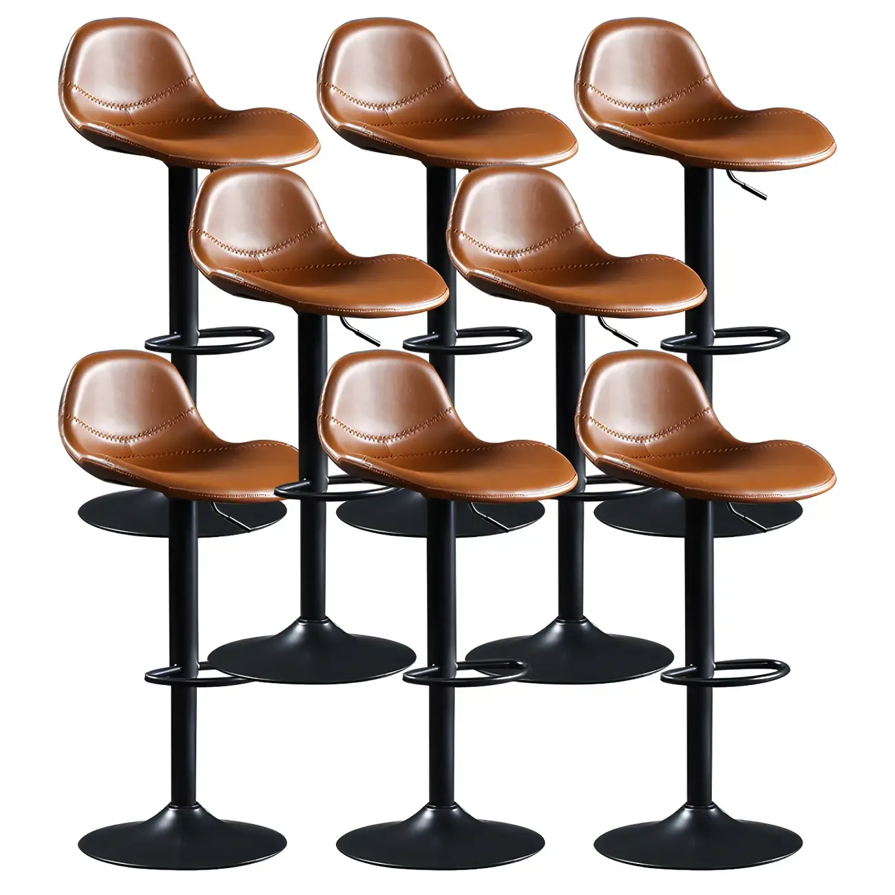 Modern Leather Adjustable Bar Stools with Footrest for Home Bar Image - 30