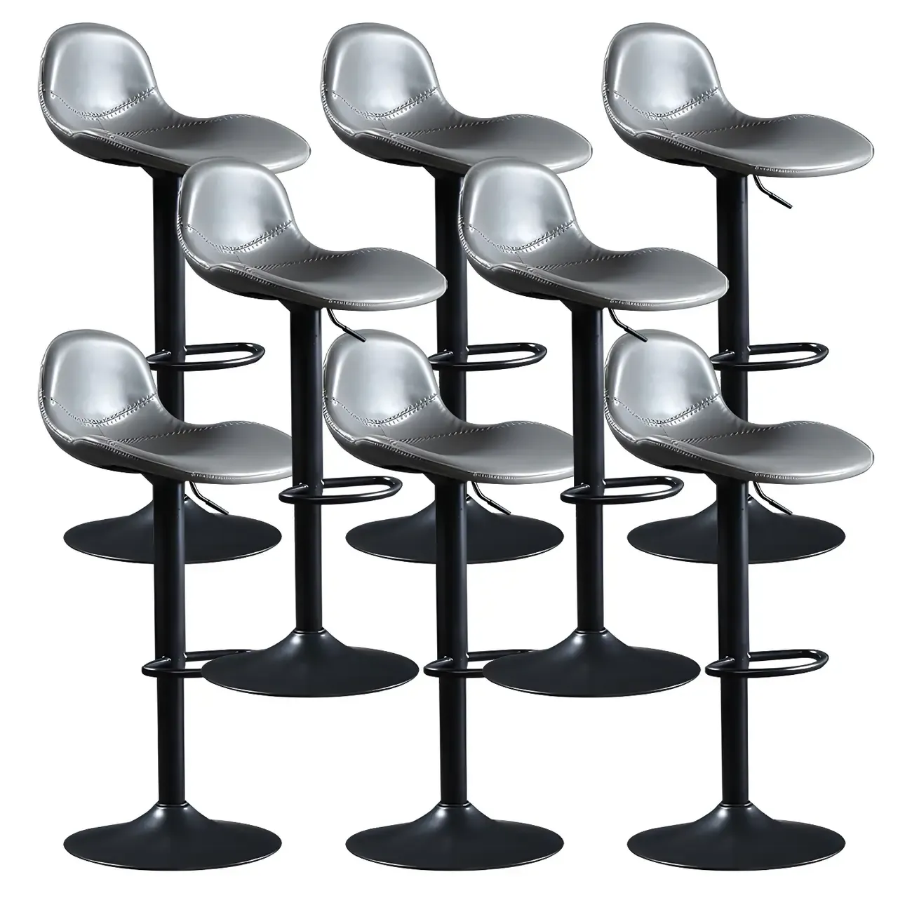 Modern Leather Adjustable Bar Stools with Footrest for Home Bar Image - 31