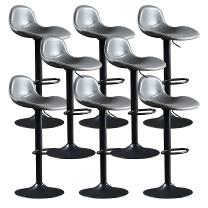 Modern Leather Adjustable Bar Stools with Footrest for Home Bar Image - 31