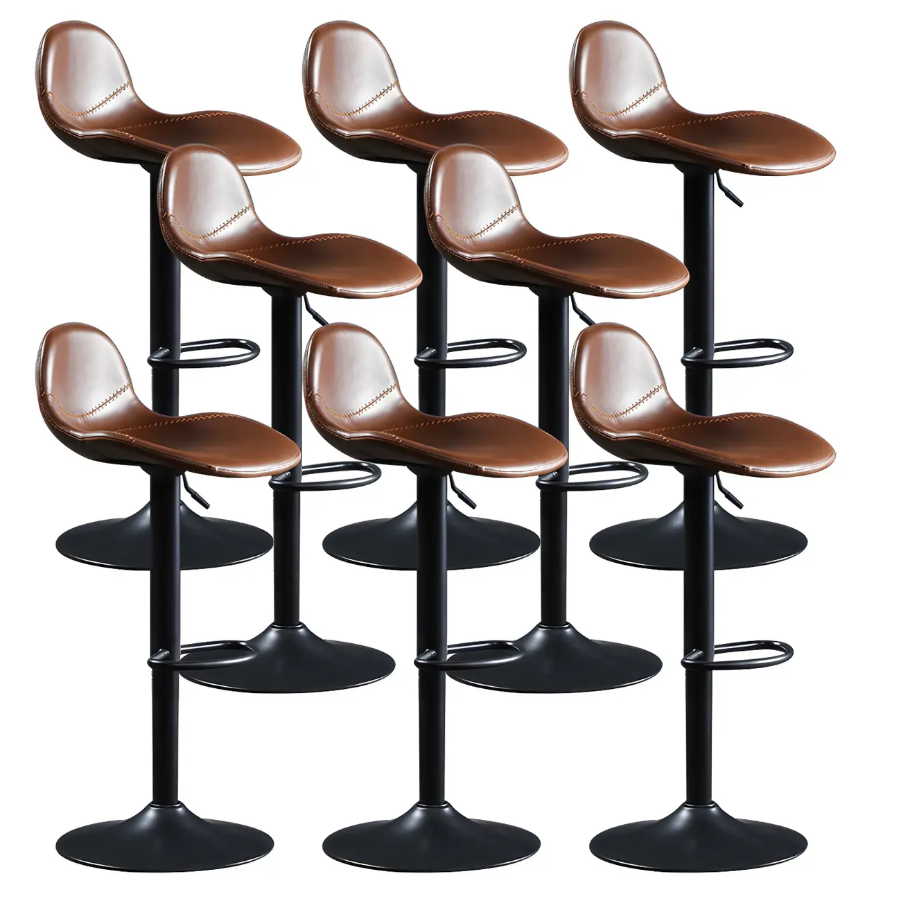 Modern Leather Adjustable Bar Stools with Footrest for Home Bar Image - 32 | homeyfad