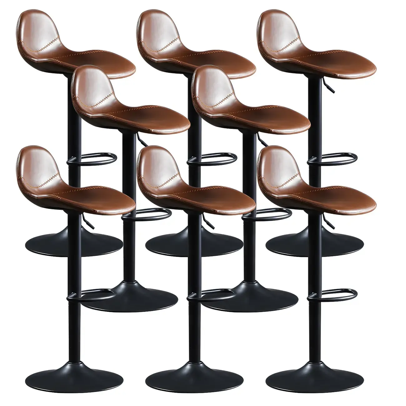 Modern Leather Adjustable Bar Stools with Footrest for Home Bar Image - 32