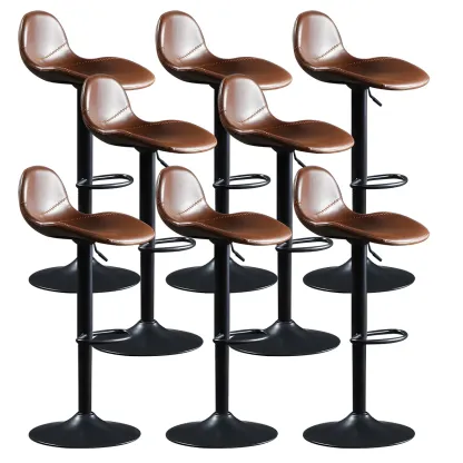 Modern Leather Adjustable Bar Stools with Footrest for Home Bar Image - 32