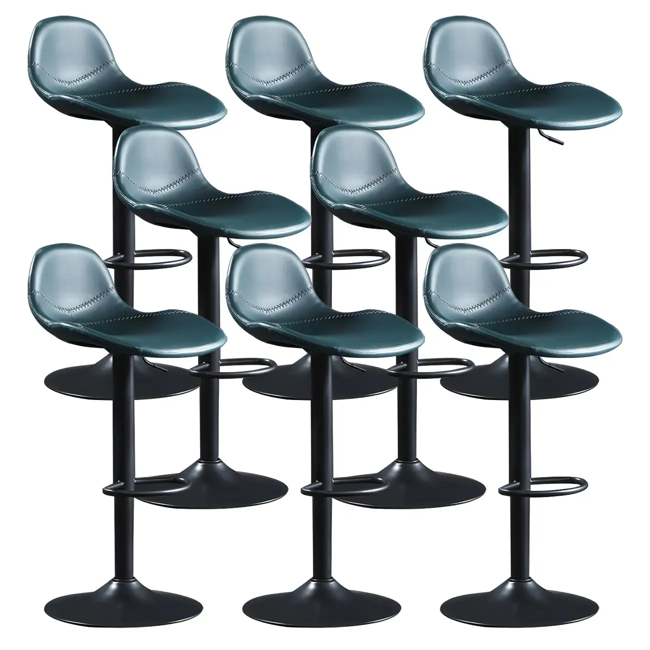 Modern Leather Adjustable Bar Stools with Footrest for Home Bar Image - 33