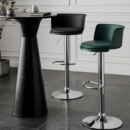 Glam Metal Adjustable Swivel Bar Stools with Backrest for Kitchen Image - 4