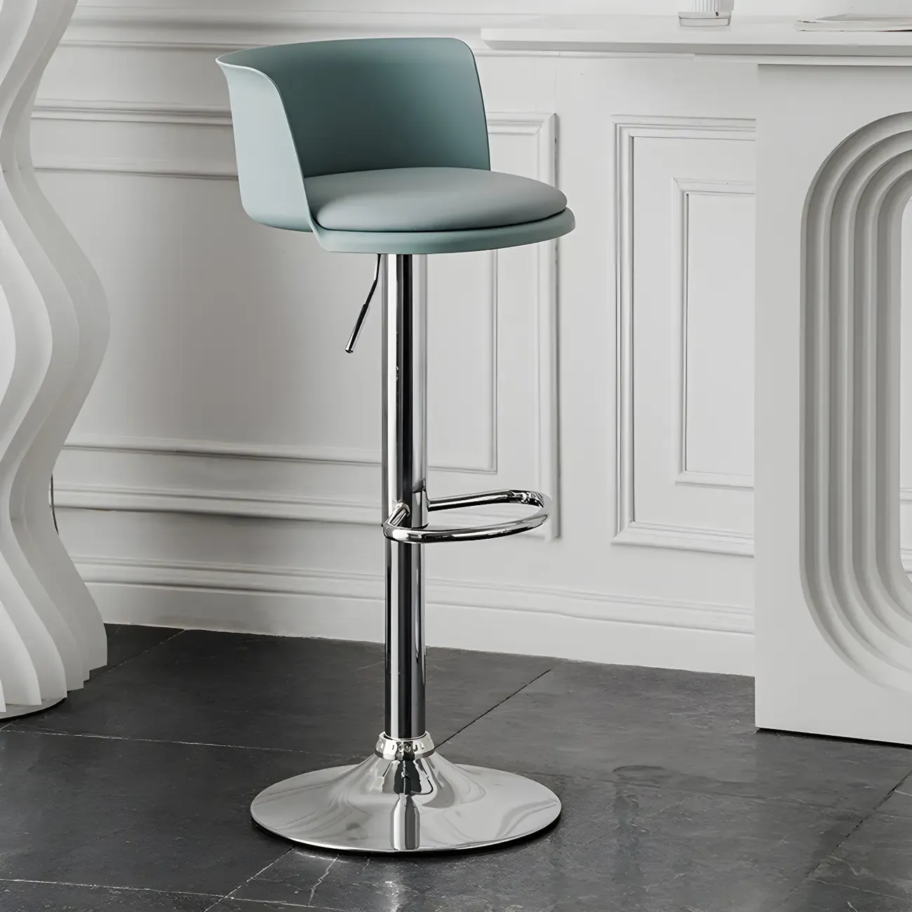 Glam Metal Adjustable Swivel Bar Stools with Backrest for Kitchen Image - 16