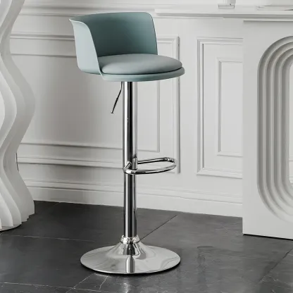Glam Metal Adjustable Swivel Bar Stools with Backrest for Kitchen Image - 16