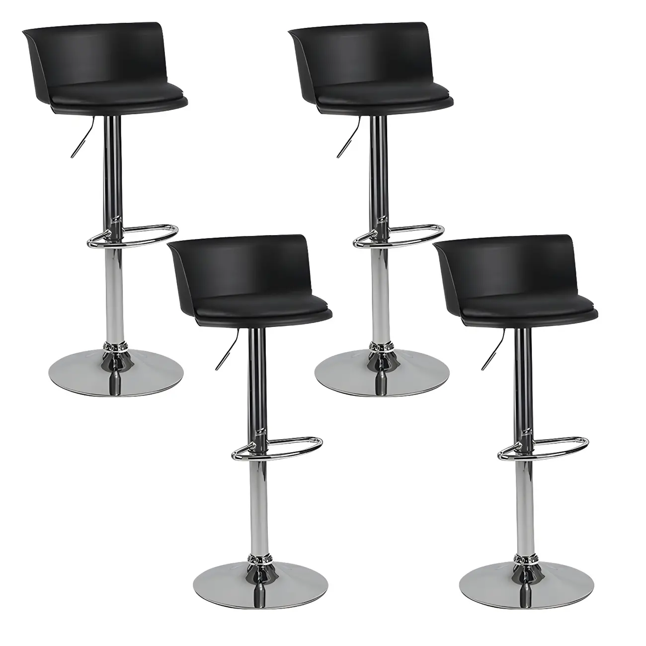 Glam Metal Adjustable Swivel Bar Stools with Backrest for Kitchen Image - 17 | homeyfad