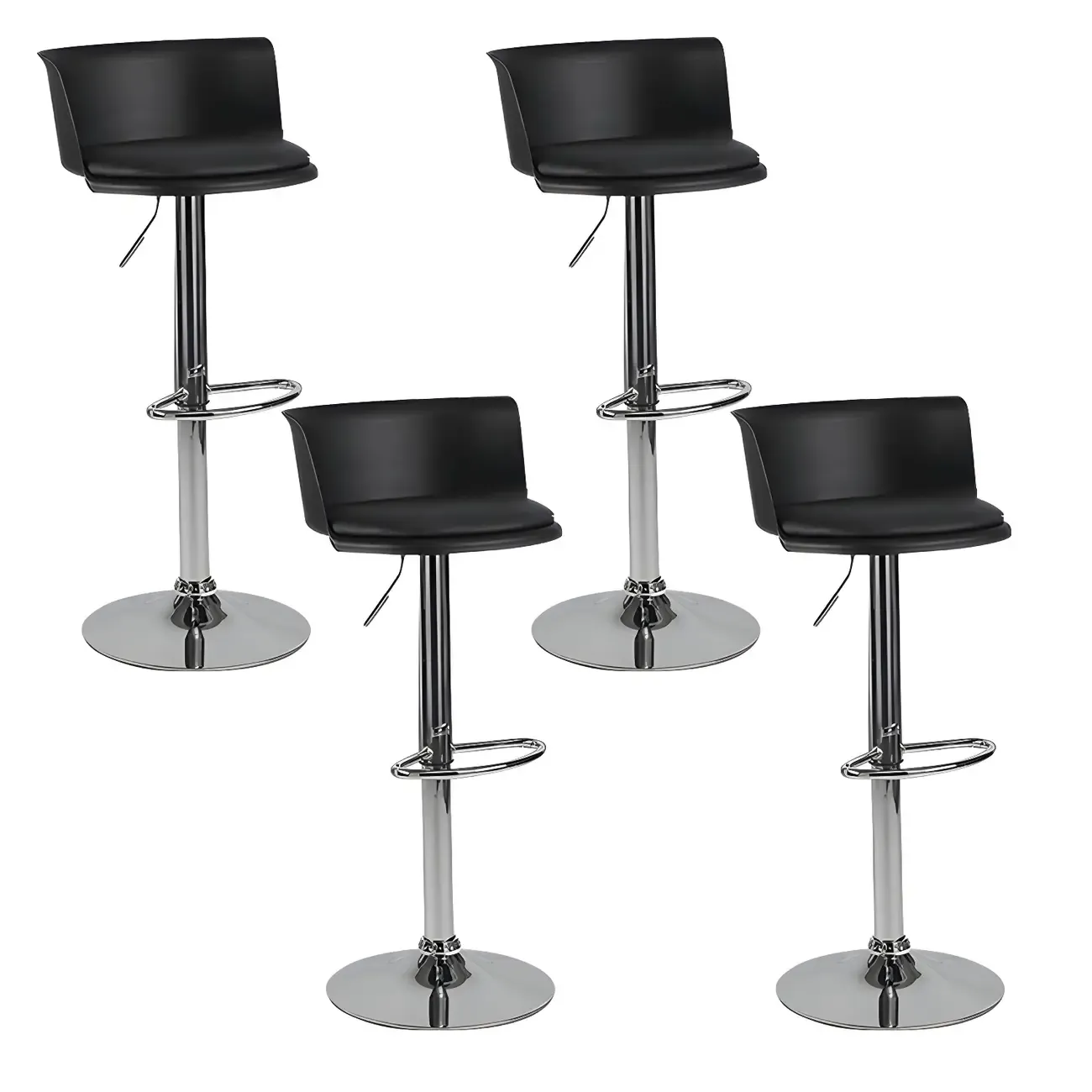 Glam Metal Adjustable Swivel Bar Stools with Backrest for Kitchen Image - 17
