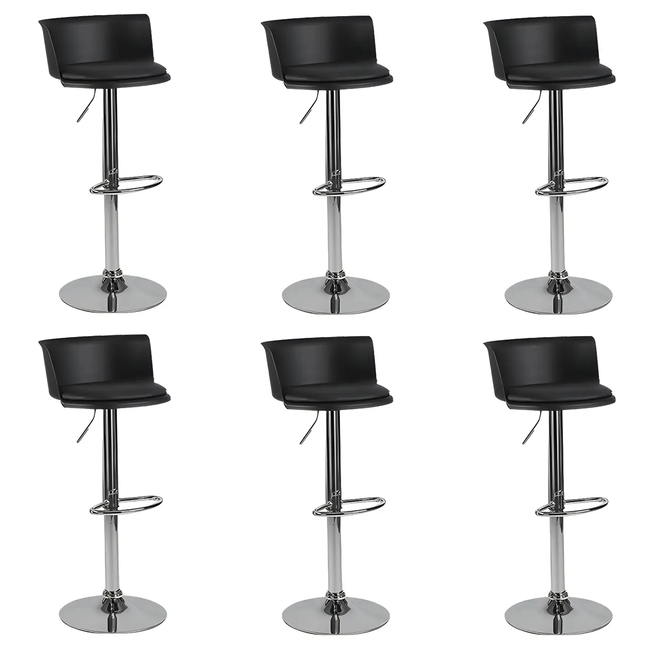 Glam Metal Adjustable Swivel Bar Stools with Backrest for Kitchen Image - 18 | homeyfad
