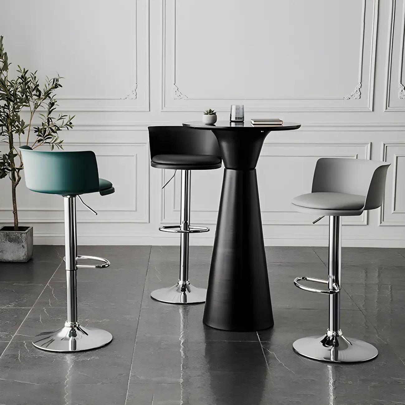 Glam Metal Adjustable Swivel Bar Stools with Backrest for Kitchen Image - 19