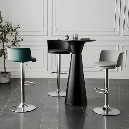 Glam Metal Adjustable Swivel Bar Stools with Backrest for Kitchen Image - 19