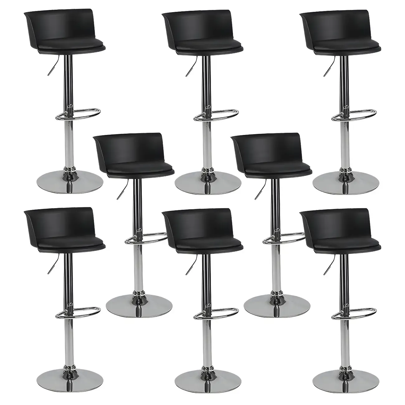 Glam Metal Adjustable Swivel Bar Stools with Backrest for Kitchen Image - 20