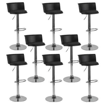 Glam Metal Adjustable Swivel Bar Stools with Backrest for Kitchen Image - 20