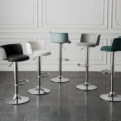 Glam Metal Adjustable Swivel Bar Stools with Backrest for Kitchen Image - 1