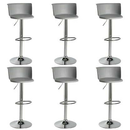 Glam Metal Adjustable Swivel Bar Stools with Backrest for Kitchen Image - 24