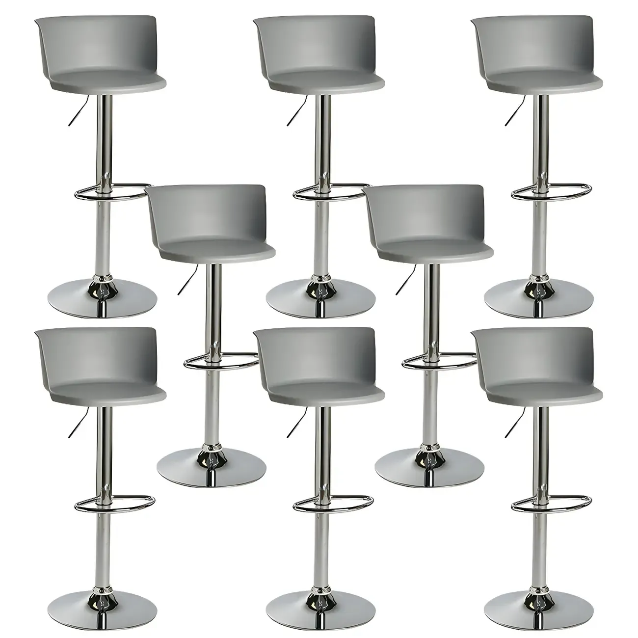 Glam Metal Adjustable Swivel Bar Stools with Backrest for Kitchen Image - 25