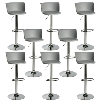 Glam Metal Adjustable Swivel Bar Stools with Backrest for Kitchen Image - 25