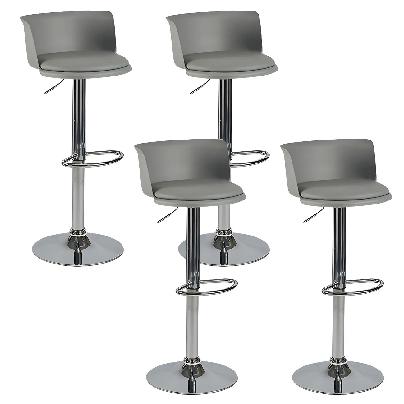 Glam Metal Adjustable Swivel Bar Stools with Backrest for Kitchen Image - 28 | homeyfad