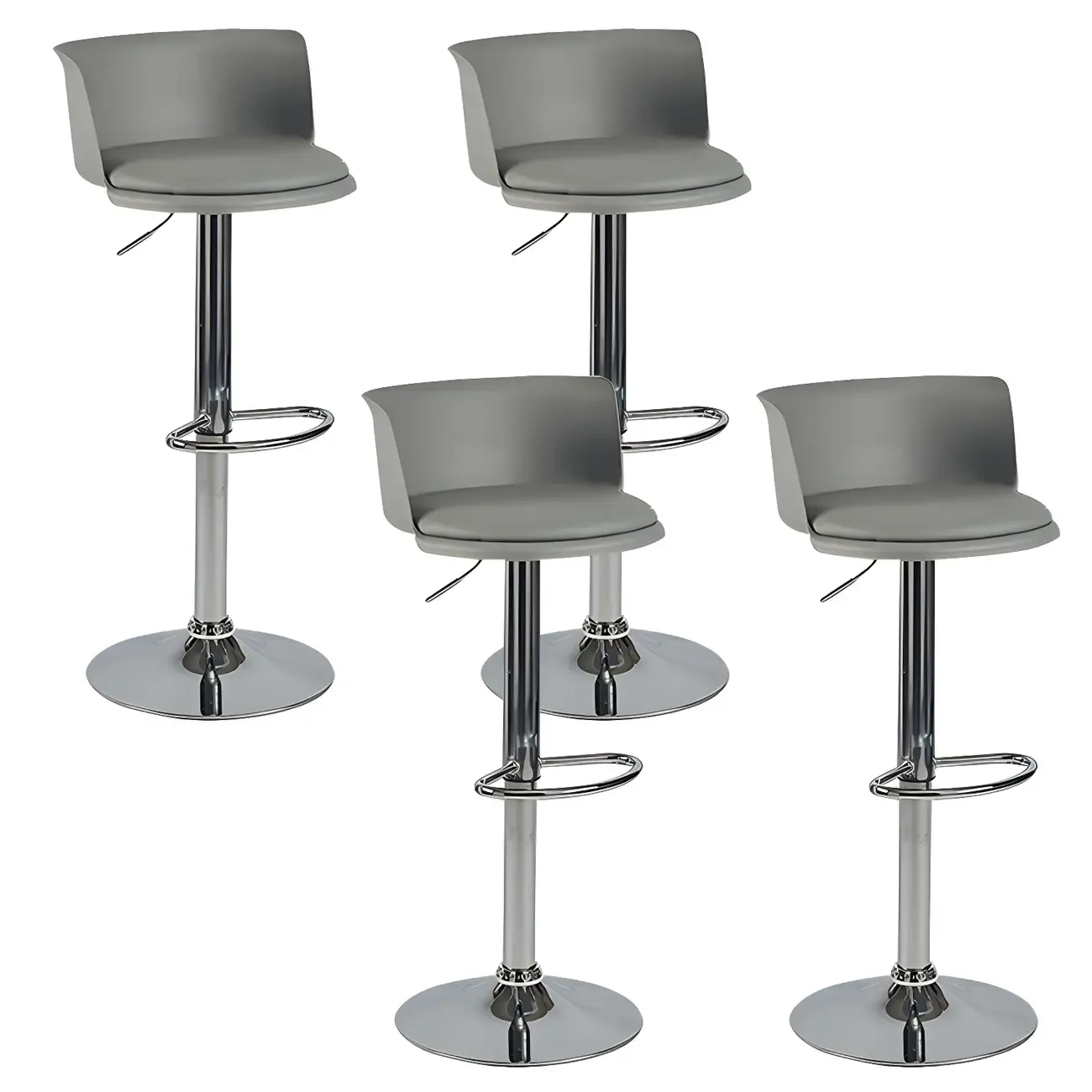 Glam Metal Adjustable Swivel Bar Stools with Backrest for Kitchen Image - 28