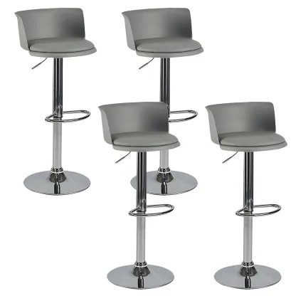 Glam Metal Adjustable Swivel Bar Stools with Backrest for Kitchen Image - 28