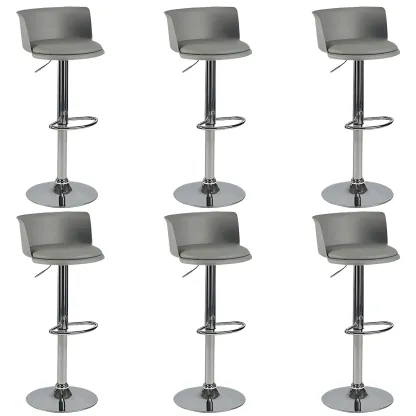 Glam Metal Adjustable Swivel Bar Stools with Backrest for Kitchen Image - 29