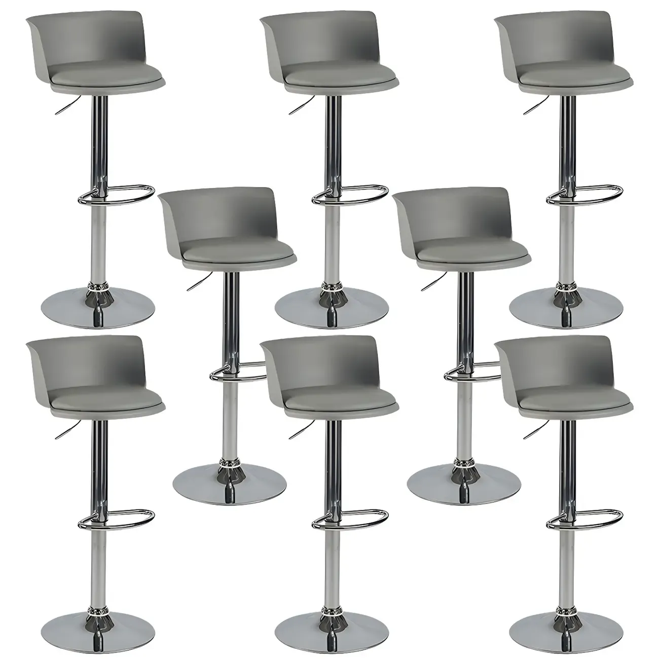 Glam Metal Adjustable Swivel Bar Stools with Backrest for Kitchen Image - 30