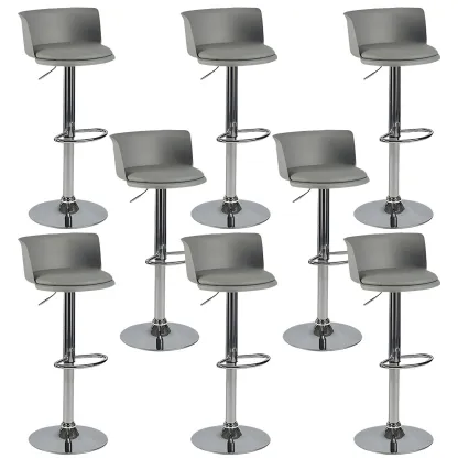 Glam Metal Adjustable Swivel Bar Stools with Backrest for Kitchen Image - 30