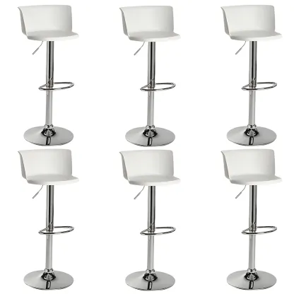 Glam Metal Adjustable Swivel Bar Stools with Backrest for Kitchen Image - 34