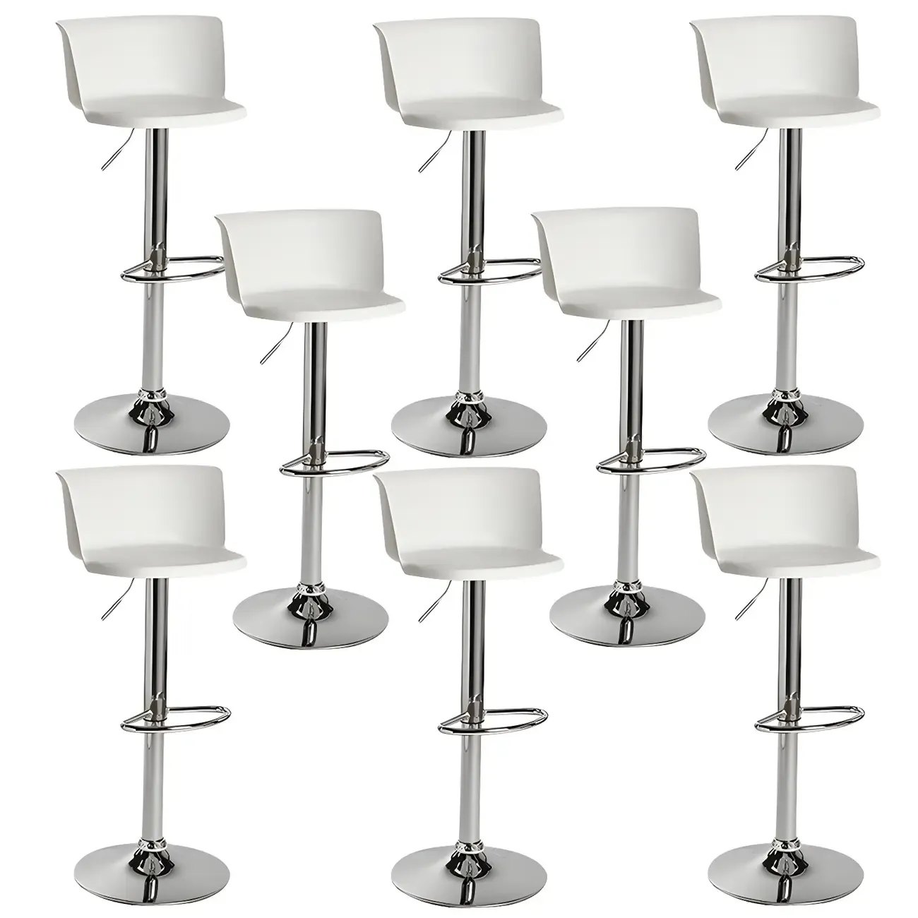 Glam Metal Adjustable Swivel Bar Stools with Backrest for Kitchen Image - 35