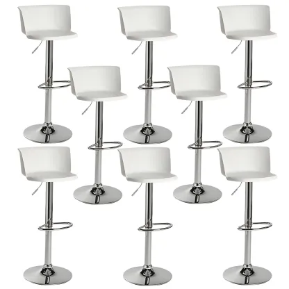 Glam Metal Adjustable Swivel Bar Stools with Backrest for Kitchen Image - 35