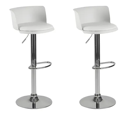 Glam Metal Adjustable Swivel Bar Stools with Backrest for Kitchen Image - 37