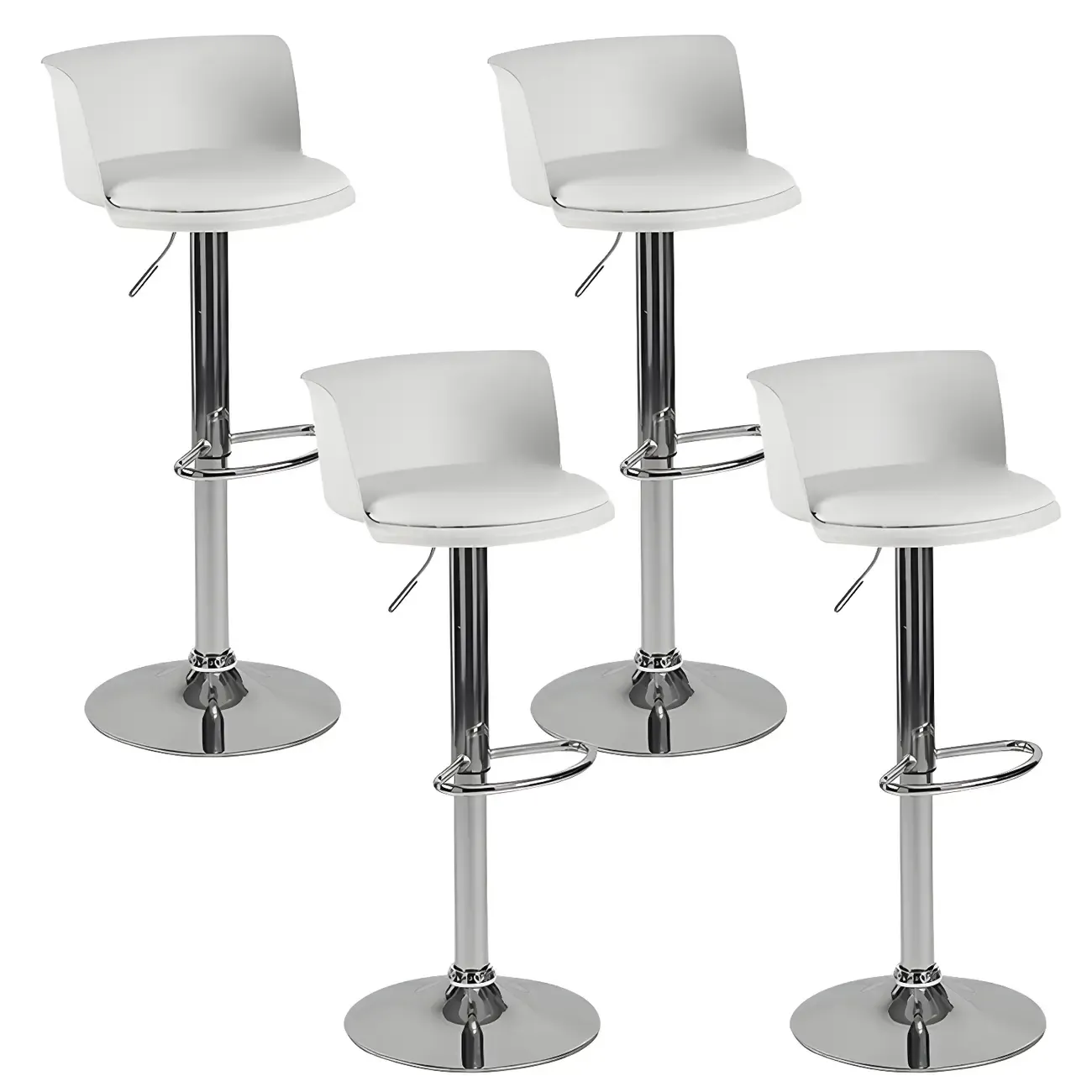 Glam Metal Adjustable Swivel Bar Stools with Backrest for Kitchen Image - 38