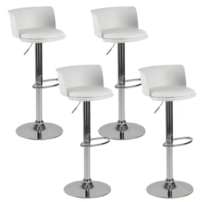 Glam Metal Adjustable Swivel Bar Stools with Backrest for Kitchen Image - 38