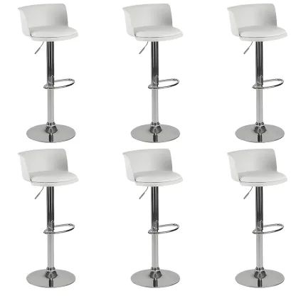 Glam Metal Adjustable Swivel Bar Stools with Backrest for Kitchen Image - 39