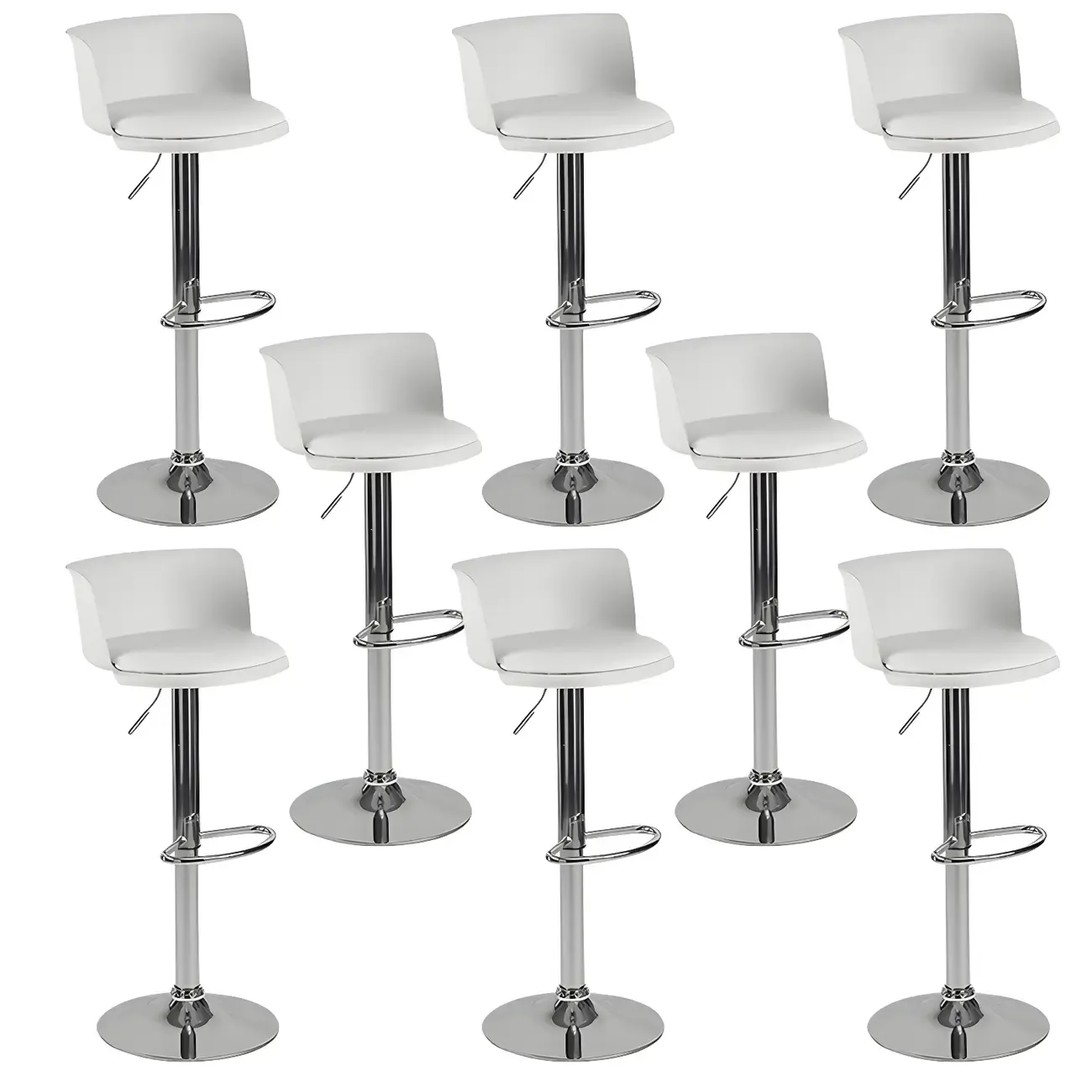 Glam Metal Adjustable Swivel Bar Stools with Backrest for Kitchen Image - 40