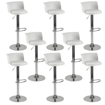 Glam Metal Adjustable Swivel Bar Stools with Backrest for Kitchen Image - 40