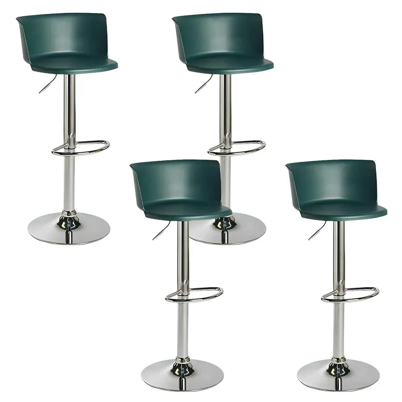 Glam Metal Adjustable Swivel Bar Stools with Backrest for Kitchen Image - 43