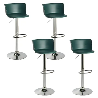 Glam Metal Adjustable Swivel Bar Stools with Backrest for Kitchen Image - 43