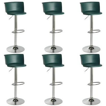 Glam Metal Adjustable Swivel Bar Stools with Backrest for Kitchen Image - 44
