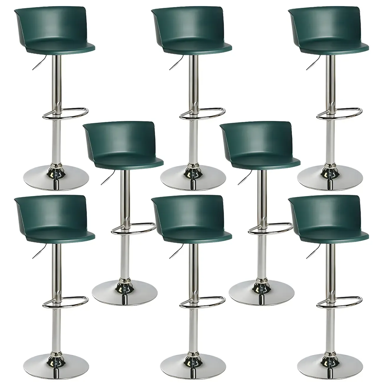 Glam Metal Adjustable Swivel Bar Stools with Backrest for Kitchen Image - 45