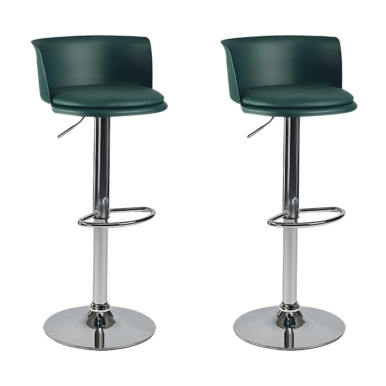Glam Metal Adjustable Swivel Bar Stools with Backrest for Kitchen Image - 47