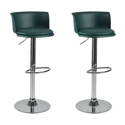 Glam Metal Adjustable Swivel Bar Stools with Backrest for Kitchen Image - 47