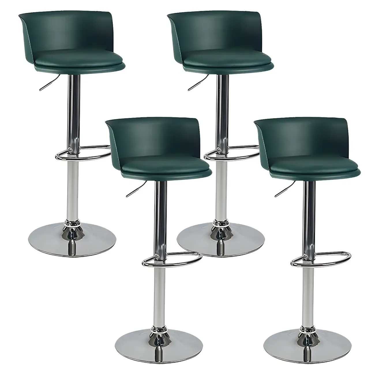 Glam Metal Adjustable Swivel Bar Stools with Backrest for Kitchen Image - 48