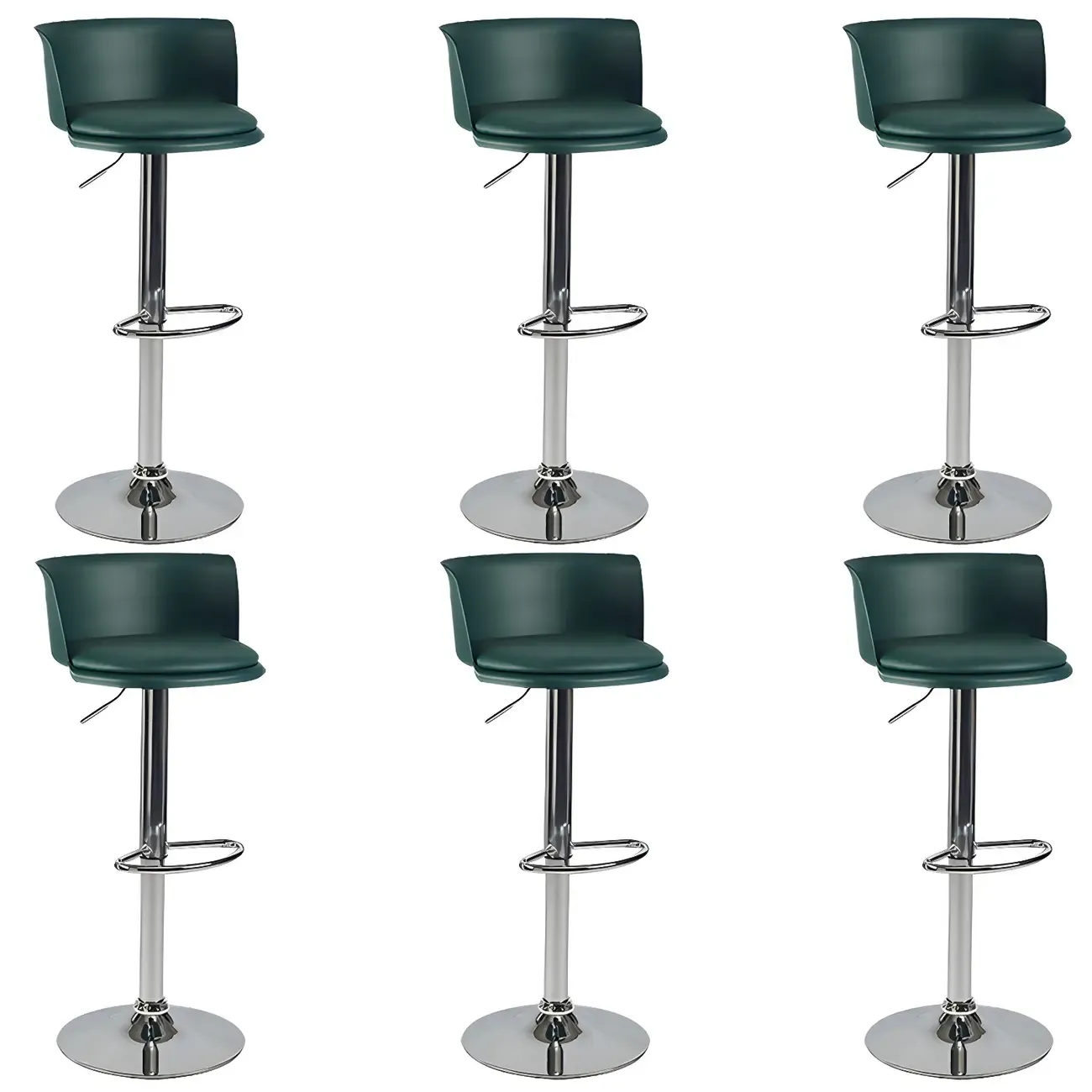 Glam Metal Adjustable Swivel Bar Stools with Backrest for Kitchen Image - 49