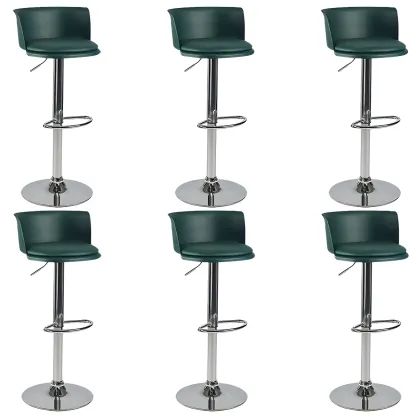 Glam Metal Adjustable Swivel Bar Stools with Backrest for Kitchen Image - 49